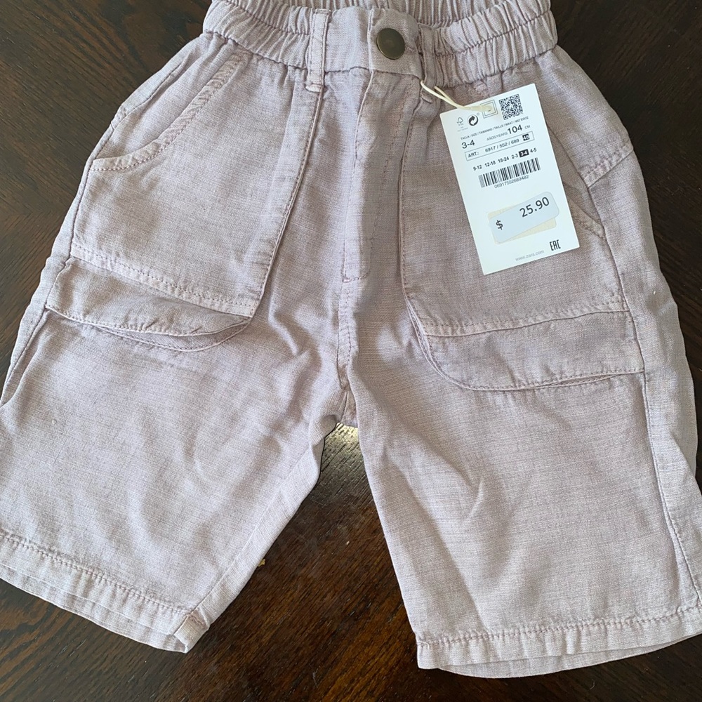 Zara Light Mauve Cargo-Style Kids Shorts